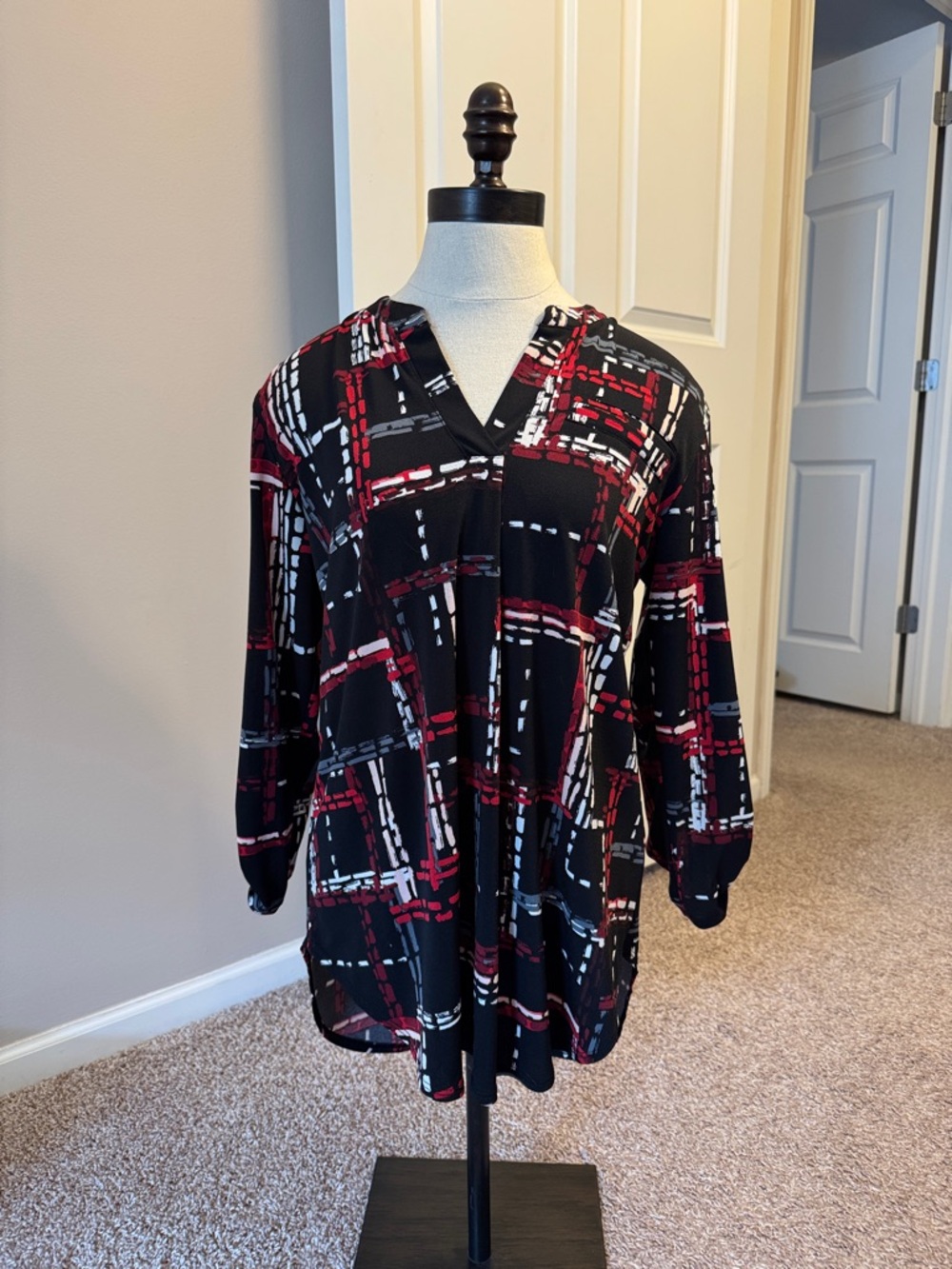Cato Black and Red Patterned Blouse